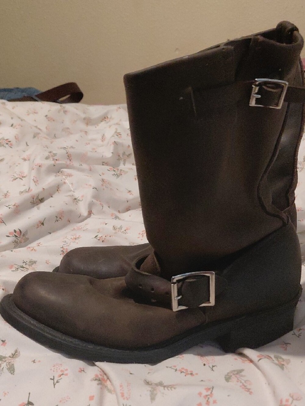 Size 7 Frye Brown Leather Mid-Calf Buckle Boots - Picture 5 of 6